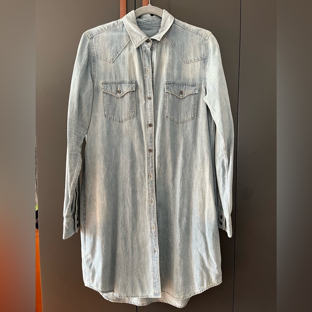 GAP Faded Blue Denim Shirt Dress